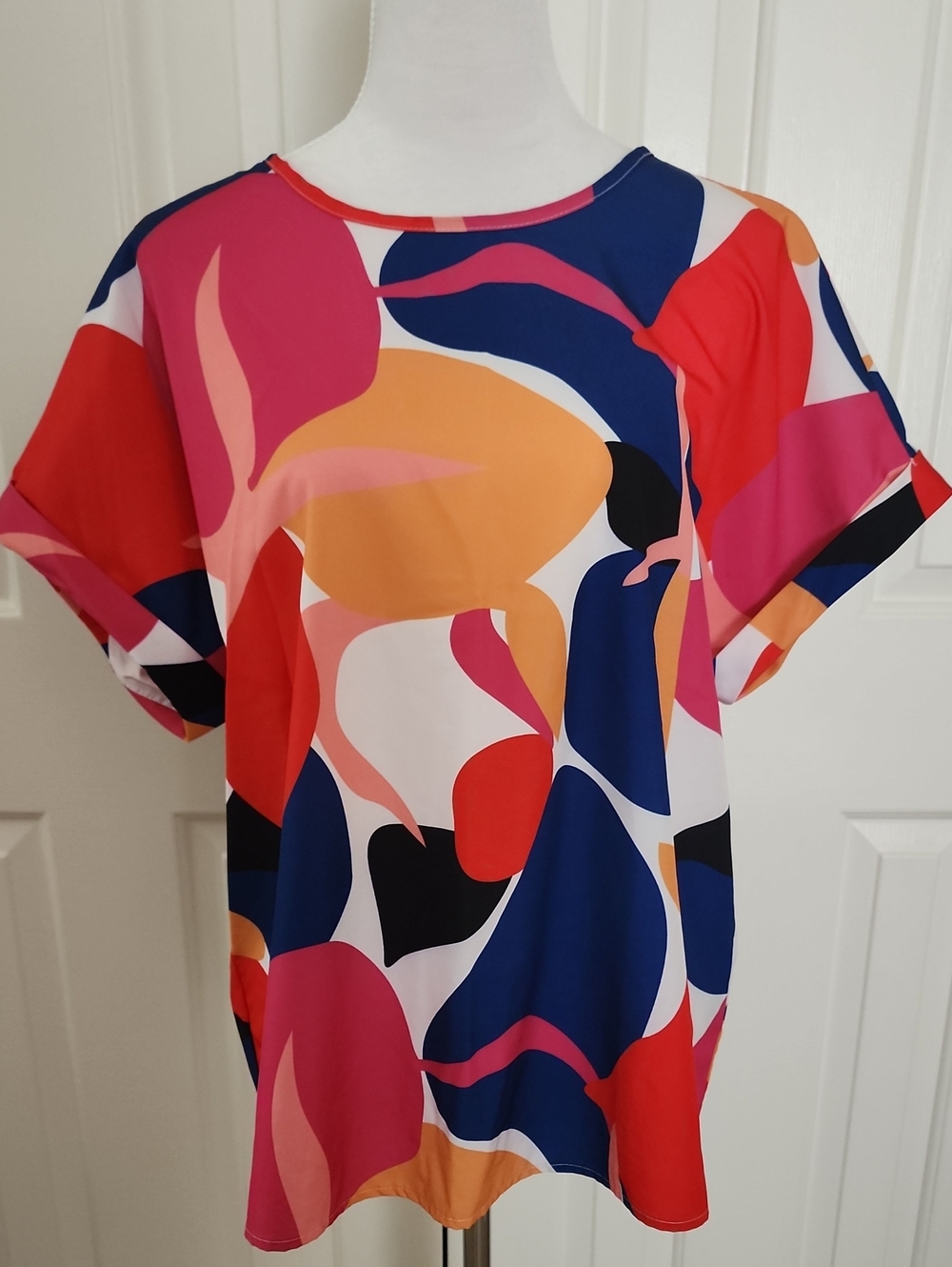 Bold Multi-Color Abstract Print Women’s Top